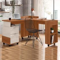 Mesa em L Para Escritório Quarto Computador 138x144cm Alessa Lukaliam Jequitiba/Off White Mesa em L Para Escritório Quarto Computador 138x144cm Alessa Lukaliam Jequitiba/Off White