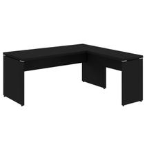 Mesa em L PÉ PAINEL (Mesa 1,70m + Mesa Auxiliar) - S/ Gavetas - PRETO / PRETO - 26013 Mesa em L PÉ PAINEL (Mesa 1,70m + Mesa Auxiliar) - S/ Gavetas - PRETO / PRETO - 26013