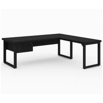 Mesa em L PÉ QUADRO (Mesa 1,70m + Mesa Auxiliar) - C/ Gavetas - PRETO / PRETO - 26211 Mesa em L PÉ QUADRO (Mesa 1,70m + Mesa Auxiliar) - C/ Gavetas - PRETO / PRETO - 26211