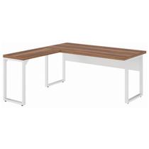 Mesa em L PÉ QUADRO (Mesa 1,70m + Mesa Auxiliar) - S/ Gavetas - WORKSTART - NOGAL SEVILHA/BRANCO - 34331 Mesa em L PÉ QUADRO (Mesa 1,70m + Mesa Auxiliar) - S/ Gavetas - WORKSTART - NOGAL SEVILHA/BRANCO - 34331