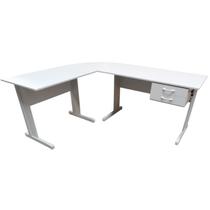 Mesa em L Platina com 2 Gavetas Standard - ULTRA Móveis Mesa em L Platina com 2 Gavetas Standard - ULTRA Móveis