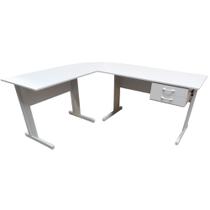 Mesa em L Platina com 2 Gavetas Standard - ULTRA Móveis Mesa em L Platina com 2 Gavetas Standard - ULTRA Móveis