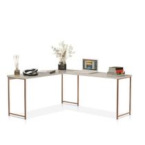 Mesa Em L Sem Prateleira Office Em Mdf Industrial Klm Store Bronze Com Off White
