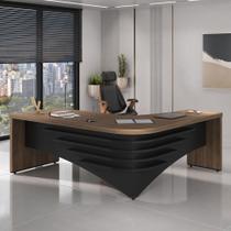 Mesa Em L Tamburato Artany Diretor Cor Nogal com Preto Lado Esquerdo Mesa Em L Tamburato Artany Diretor Cor Nogal com Preto Lado Esquerdo