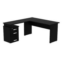 Mesa em L Treviso 1,65 x 1,70 com 3 Gavetas Preto