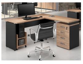 Mesa em L Web30 1,35 c/ 4 Gavetas + Suporte CPU Calvi/Preto