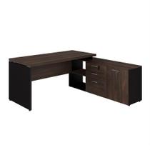 Mesa em L Web40 1,90 X 1,60 40mm com Armário - Marsala/Preto