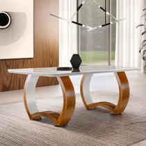 Mesa em Madeira Maciça 180x90cm Tampo Vidro Bari Marrom/Cinamomo Imbuia/Off White Mesa em Madeira Maciça 180x90cm Tampo Vidro Bari Marrom/Cinamomo Imbuia/Off White