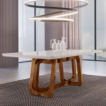 Mesa em Madeira Maciça 180x90cm Tampo Vidro Genova