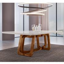 Mesa em Madeira Maciça 220x110cm Tampo Vidro Genova Yescasa Mesa em Madeira Maciça 220x110cm Tampo Vidro Genova Yescasa