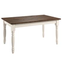 Mesa em Madeira Maciça com Pés Torneados Branco Envelhecido
