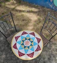 Mesa Em Mosaico Mandala Indiana I Cerâmica - Somente o Tampo