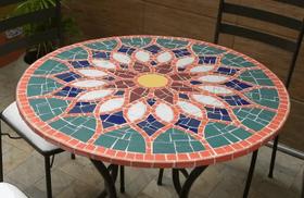 Mesa Em Mosaico Vitral Árabe Em Cerâmica - Somente o Tampo