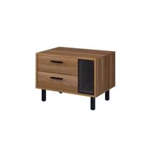 Mesa Ergode Accent Brown Oak Metal com 2 gavetas com compartimento aberto