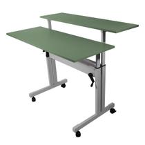 Mesa Ergonômica Dupla Regulável Tampo Verde Amazônia Com Rodinhas - Wp Connect