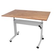 Mesa Ergonômica Regulável Tampo Único Rústico Com Rodinhas - Wp Connect