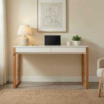 Mesa Escritório 1,50 Escrivaninha Madeira Minimalista Branco Freijó Gordon