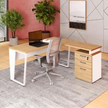 Mesa Escritório 1,50m Gaveteiro 3 Gavetas e Chave F5 Office