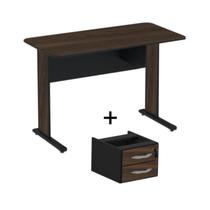 Mesa Escritório 1,50x0,60m 15MM - C/ 02 GAVETAS - MTC - MARSALA / PRETO - 23603