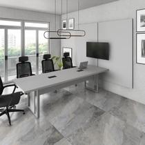 Mesa Escritório 2,70m 2 CX de Tomada e Painel de TV Duplo F5