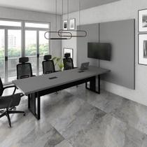 Mesa Escritório 2,70m 2 CX de Tomada e Painel de TV Duplo F5