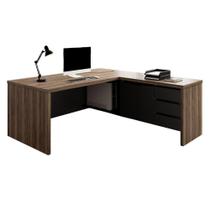 Mesa Escritorio 3 Gavetas 2 Portas Em L Tampo Tamburato 190X180 cm Artany