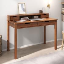 Mesa Escritório Compacta 1 Nicho 4 Gav Retrô Home Office Madeira Castanho Verniz Raul Mesa Escritório Compacta 1 Nicho 4 Gav Retrô Home Office Madeira Castanho Verniz Raul