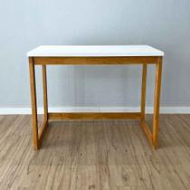 Mesa Escritório de Madeira Pinus Linea Branco e Nozes Mesa Escritório de Madeira Pinus Linea Branco e Nozes