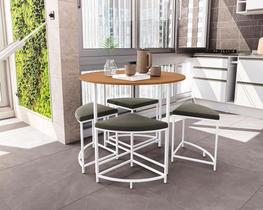 Mesa Escritório Desk com 4 Bancos Canela/Branco
