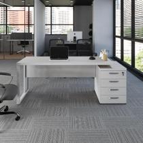 Mesa Escritório Diretor 1,70m a 1,92m 4 Gavetas Pé Metal F5