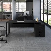 Mesa Escritório Diretor 1,70m a 1,92m 4 Gavetas Pé Metal F5