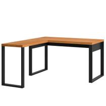 Mesa Escritório E Home Office em L Florence Industrial 135x157cm D03 Freijó Preto Fosco - Lyam Decor Mesa Escritório E Home Office em L Florence Industrial 135x157cm D03 Freijó Preto Fosco - Lyam Decor