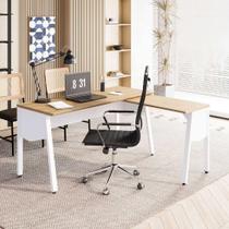 Mesa Escritório em L 1,50m c/ Tampo Chanfrado e Pé Metal F5 Mesa Escritório em L 1,50m c/ Tampo Chanfrado e Pé Metal F5