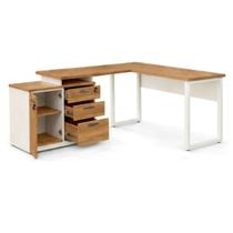 Mesa Escritório em "L" - 1,70x1,50m (Extensível) - com Armário Misto (03 Gav.) - Sevilha / Champanhe - 34604 Mesa Escritório em "L" - 1,70x1,50m (Extensível) - com Armário Misto (03 Gav.) - Sevilha / Champanhe - 34604