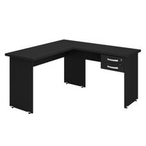 Mesa Escritório em L 2 Gav 136x143cm Linea 30 Preto