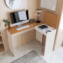 Mesa Escritório Em L Com Porta Oculta Escrivaninha De Canto Para Computador Home Office Amplo Espaço Base Firme