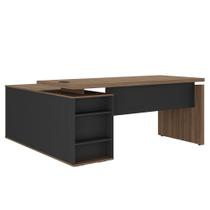 Mesa Escritório em L Gerência 170cm Corp A06 Nogal/Preto - Mpozenato