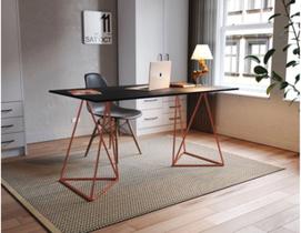 Mesa Escritório Escrivaninha Bela Vista Cobre Tampo Preto3