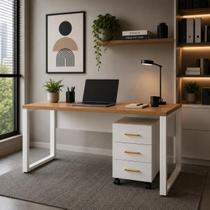 Mesa Escritório Escrivaninha Industrial 140cm x 60cm e Gaveteiro F5 Office Mesa Escritório Escrivaninha Industrial 140cm x 60cm e Gaveteiro F5 Office