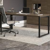 Mesa Escritório Frame Tampo em MDP 2 Pés Metálicos Escrivaninha Office Quarto Cor Madeira Monique