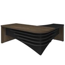 Mesa Escritório Home Office Diretor Em L Atria Executiva LE 200x180cm A02 Castanho Preto - Lyam Decor