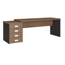 Mesa Escritório Modena 170cmx70cm Com Gaveteiro Ameixa Preto