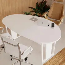 Mesa Escritório Orgânica 180cm 100% MDF Pés Metal F5 Office