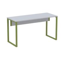 Mesa Escritório P25 TUB Pandin 120 cm (larg) Tampo MDP Cinza Pé Aço Tubular Verde Mirô