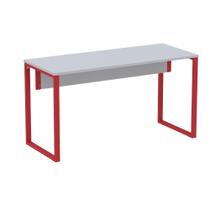 Mesa Escritório P25 TUB Pandin 120 cm (larg) Tampo MDP Cinza Pé Aço Tubular Vermelho