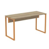 Mesa Escritório P25 TUB Pandin 134 cm (Larg) Tampo MDP Noce Naturalle Pé Aço Tubular Laranja