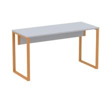 Mesa Escritório P25 TUB Pandin 150 cm (Larg) Tampo MDP Cinza Pé Aço Tubular Laranja