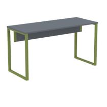 Mesa Escritório P25 TUB Pandin 150 cm (Larg) Tampo MDP Grafito Pé Aço Tubular Verde Mirô