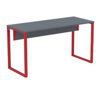 Mesa Escritório P25 TUB Pandin 150 cm (Larg) Tampo MDP Grafito Pé Aço Tubular Vermelho