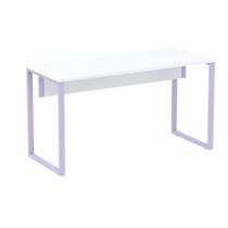 Mesa Escritório P25 TUB Pandin 150 cm (Larg) x 70 cm (Prof) Tampo MDP Branco Pé Aço Tubular Lilás Mesa Escritório P25 TUB Pandin 150 cm (Larg) x 70 cm (Prof) Tampo MDP Branco Pé Aço Tubular Lilás